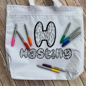Personalized custom name Doodle tote bag DIY