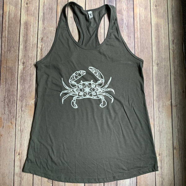 Crab Mandala blue crab Tank Top Adult