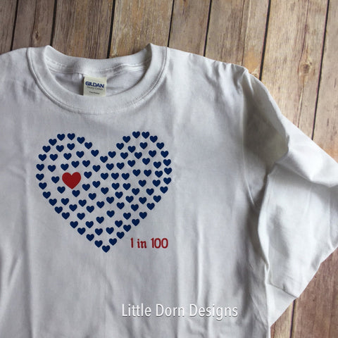 1 in 100 CHD heart baby shirt youth and toddler