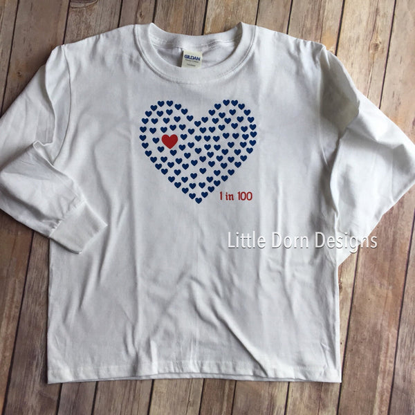 1 in 100 CHD heart baby shirt youth and toddler
