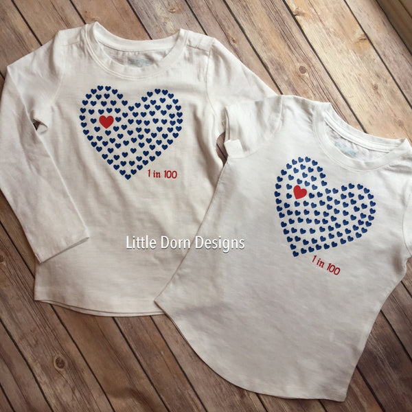 ADULT 1 in 100 CHD heart baby awareness shirt