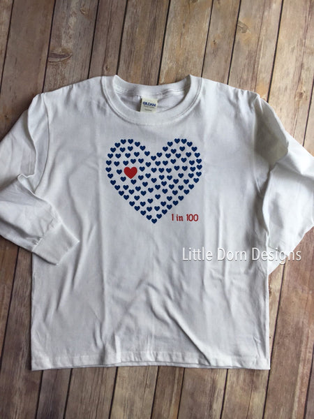 ADULT 1 in 100 CHD heart baby awareness shirt