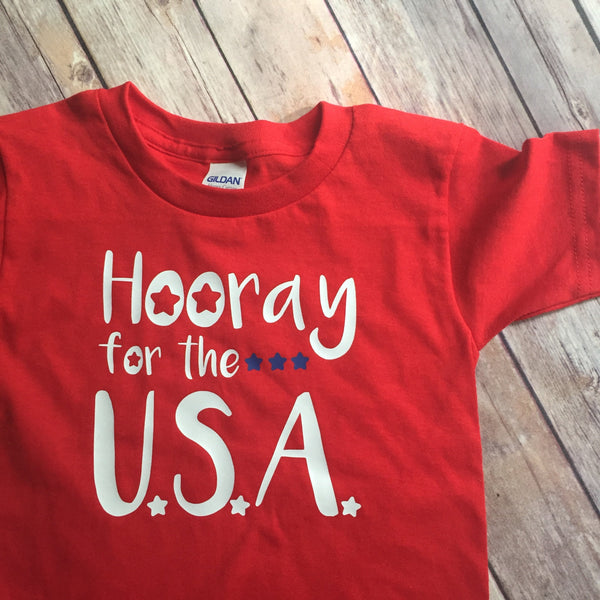 "Hooray for the USA" Unisex Shirt Adult in RED
