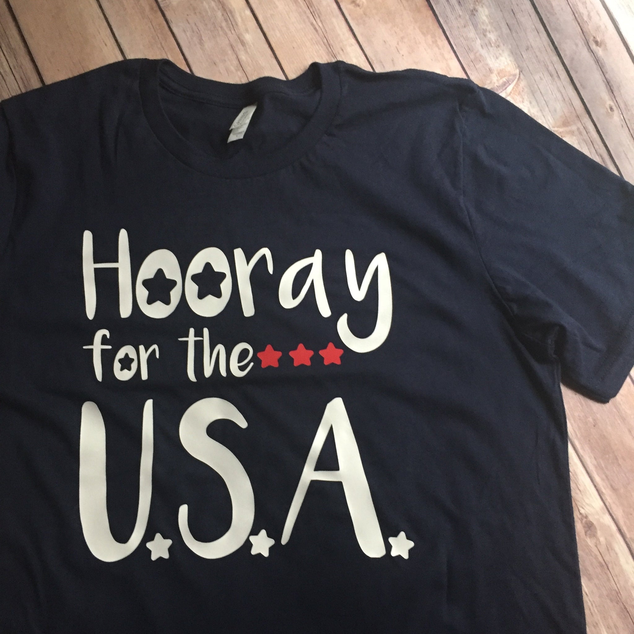 "Hooray for the USA" Unisex Adult Shirt in Navy