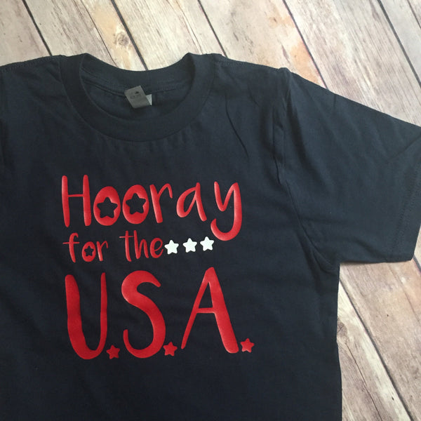 "Hooray for the USA" Unisex Adult Shirt in Navy