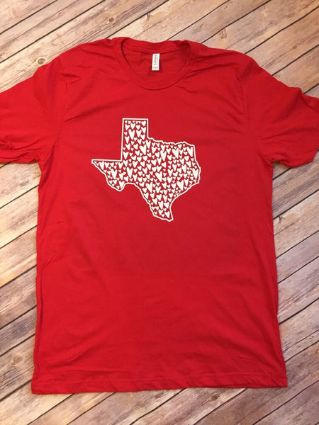 RED Texas love texas hearts texas home shirts