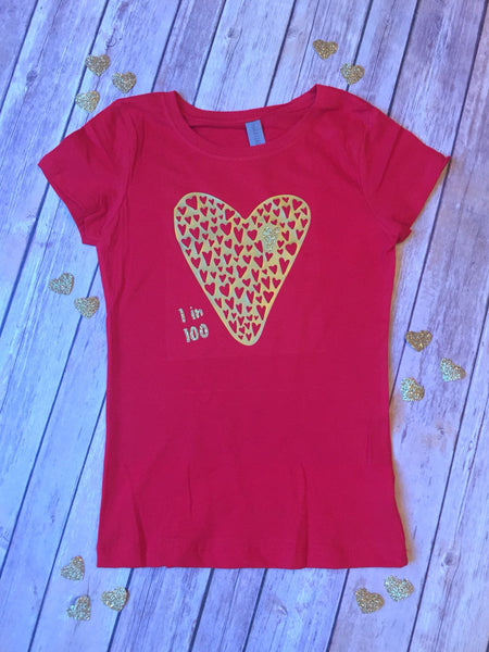 1 in 100 CHD heart baby shirt youth