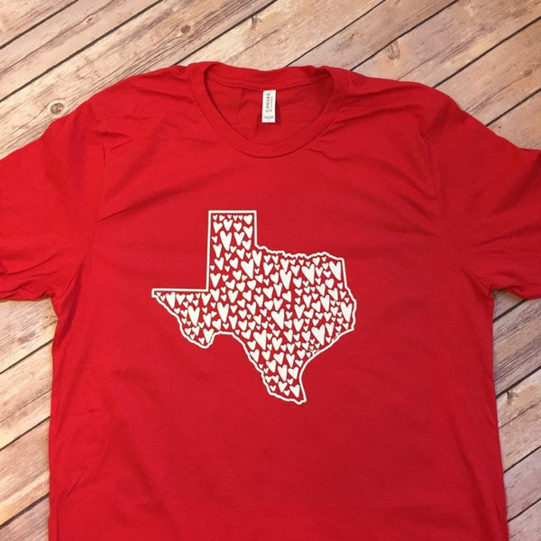 RED Texas love texas hearts texas home shirts