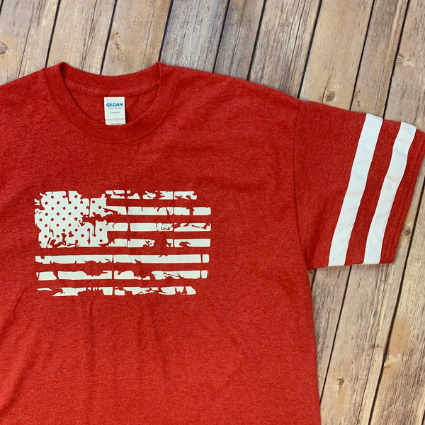 Distressed Flag Patriotic Rugby Style Shirt