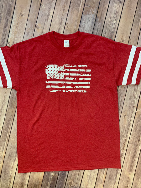 Distressed Flag Patriotic Rugby Style Shirt