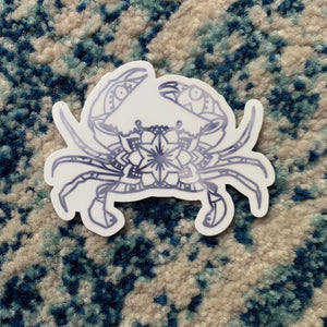 Crab Mandala Cloud 3 inch die cut sticker