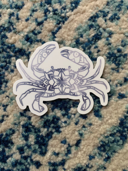 Crab Mandala Cloud 3 inch die cut sticker
