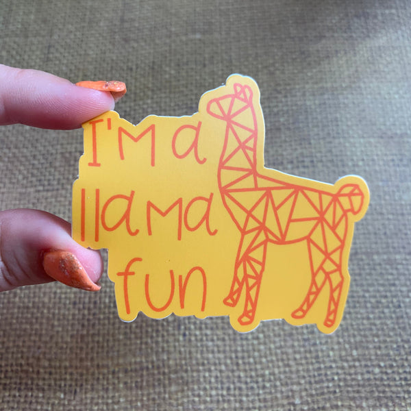 Llama fun bright colorful 3 inch die cut sticker