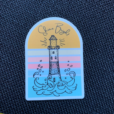Shine bright lighthouse 3" die cut sticker